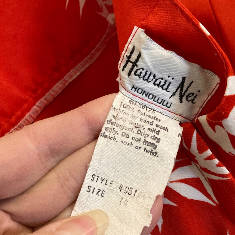 VTG Hawaii Nei of Honolulu Red Bamboo Print Maxi Dress - Picture 2 of 8